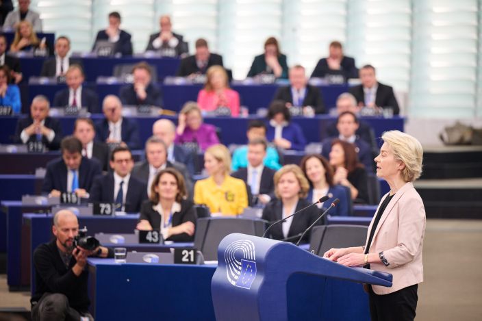 Von der Leyen speaking to the European Parliament